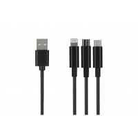 Дата кабель 2E USB 2.0 AM to Lightning + Micro 5P + Type-C 1.2m b Фото