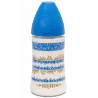 Пляшечка для годування Suavinex круглая соска 3-позицийна Couture 270 мл синяя Фото