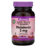 Аминокислота Bluebonnet Nutrition Мелатонін, Melatonin, 3 мг, EarthSweet, Малиновий Фото
