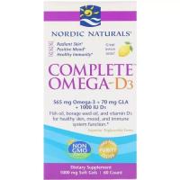 Жирні кислоти Nordic Naturals Комплекс Омега-D3, Лимон, 1000 мг, 60 гелевых кап Фото
