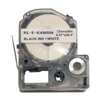 Стрічка для принтера етикеток UKRMARK RL-E-K4WBN-BK/WT, аналог LK4WBN. 12 мм х 9 м Фото
