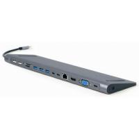 Концентратор Cablexpert USB-C 9-in-1 (Hub/HDMI/VGA/PD/card-reader/lan/audi Фото