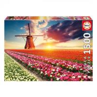 Пазл Educa Пейзаж с тюльпанами 1500 элементов Фото