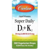 Витамин Carlson Витамин D3+K2 в каплях, 2000 МЕ и 45 мкг, Super Da Фото