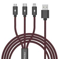 Дата кабель Proda USB 2.0 AM to Lightning + Micro 5P + Type-C red Фото