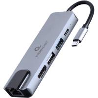 Концентратор Cablexpert USB-C 5-in-1 (hub/HDMI/PD/LAN) Фото