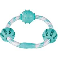 Игрушка для собак Trixie Кольцо-канат с мячами для чистки зубов с мятой 20 Фото