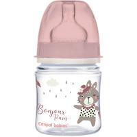 Пляшечка для годування Canpol babies Bonjour Paris з широким отвором 120 мл Рожева Фото