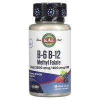 Вітамін KAL Витамины B6+B12 и метилфолат, вкус ягод, B-6 B-12 Фото