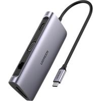 Концентратор Ugreen USB3.0 Type-C to USB 3.0x3/HDMI/VGA/RJ45/SDTF/PD C Фото