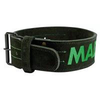 Атлетический пояс MadMax MFB-301 Suede Single Prong шкіряний Black/Green M Фото