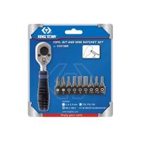 Трещотка KING TONY под биты и головки 1/4" с набором бит 10 шт. Фото