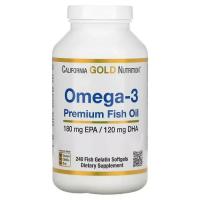 Жирні кислоти California Gold Nutrition Рыбий жир премиум-класса с Омега-3, 180 EPA /120 D Фото