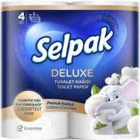 Туалетний папір Selpak Deluxe Cotton Enriched 3 шари 4 рулони Фото