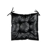 Подушка на стул Прованс из экокожи Черная 40х40 Фото