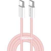 Дата кабель ColorWay USB-C to USB-C 1.0m 60W 3.0А pink Фото