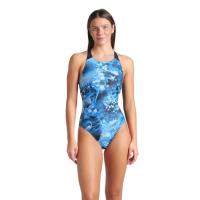 Купальник Arena Blue Flowers Swimsuit V Back 009027-850 синій, чор Фото