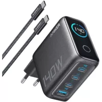 Зарядний пристрій Anker Laptop GaN 140W 3xUSB-C PD3.1 + USB-A + display + Фото