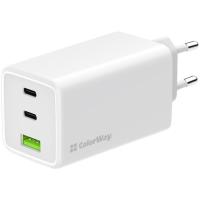Зарядное устройство ColorWay C101B GaN Mini 100W PD PPS 2xUSB-C + USB-A white Фото