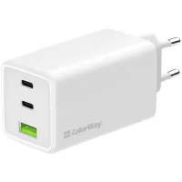 Зарядний пристрій ColorWay C101B GaN Mini 100W PD PPS 2xUSB-C + USB-A white Фото