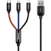 Дата кабель Baseus USB 2.0 AM to Lightning + Micro 5P + USB-C 1.2m 5A Фото