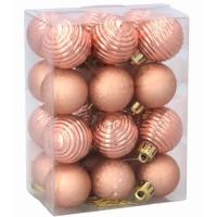 Елочная игрушка Chomik пластикові кульки компл. 24 шт, 3см, рожево-пудро Фото