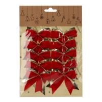 Украшение декоративное Chomik бант текстиль 6 см, 10 шт, червоно-золоті Фото