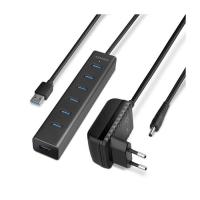 Концентратор AXAGON USB 3.1 to 7xUSB 3.0 + power adapter black Фото