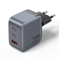 Зарядний пристрій Vention 2xUSB-C PD70W + 1xUSB QC3.0 22.5W GaN gray Фото