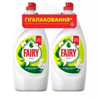 Засіб для ручного миття посуду Fairy Зелене яблуко 2 x 900 мл Фото
