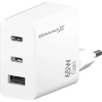 Зарядное устройство Grand-X GaN 2xUSB-C + 1xUSB 65W PD3.0 QC4.0 AFC SCP FCP wh Фото