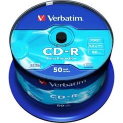 Диск CD Verbatim CD-R 700Mb 52x Cake box 50 Extra Фото