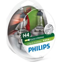 Автолампа Philips H4 LongLife EcoVision, 2шт Фото