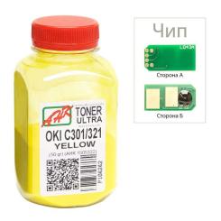 Тонер AHK OKI C301/321, 50г Yellow+chip Фото