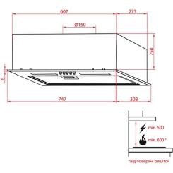 Вытяжка кухонная Weilor PBS 72650 GLASS WH 1250 LED Strip Фото 10