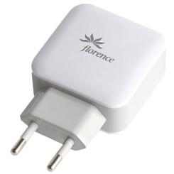 Зарядное устройство Florence 2USB 3A + Lightning cable White Фото