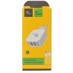 Зарядное устройство Florence 2USB 3A + Lightning cable White Фото 2