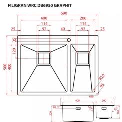 Мойка кухонная Weilor FILIGRAN WRC DB6950 GRAPHIT Фото 8