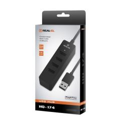 Концентратор REAL-EL HQ-174 USB-A 2.0 1.2m black Фото 7