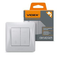 Переключатель Videx BINERA 2кл прохідний срібний йшов Фото 3