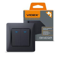 Выключатель Videx BINERA 2кл с подстветкой черный графит Фото 3