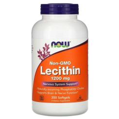 Аминокислота Now Foods Лецитин 1200мг, Lecithin, 200 желатиновых капсул Фото