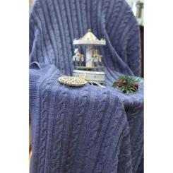 Плед Прованс Soft косы Синий меланж 140x180 см Фото 1