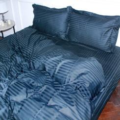 Постельное белье MirSon SatinStripe 30-0021DarkBlue 160х220 Полуторный Евр Фото 1