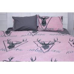 Постельное белье MirSon Бязь 17-0516 Noble deers pink Євро Фото 1
