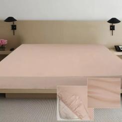 Простынь Ярослав на резинке сатин 01 бежевый 200х90х20 Фото