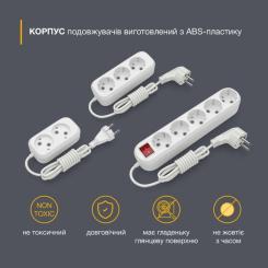 Сетевой удлинитель Electrum C-ES-1786 3.0m, 3 роз, white Фото 1