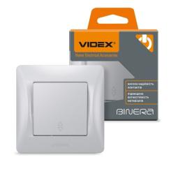 Переключатель Videx BINERA 1кл проходной серебряный шёлк Фото 3