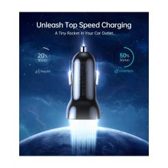 Зарядное устройство Choetech car 2хUSB-C 40W PD black Фото 3