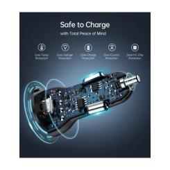 Зарядное устройство Choetech car 2хUSB-C 40W PD black Фото 6